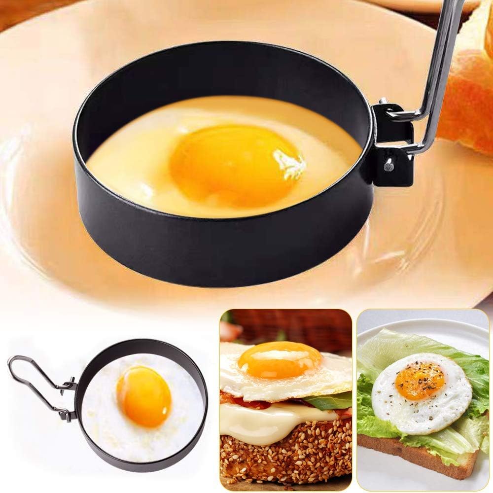 Yevior 2 Pack Eggs Rings,Round Egg Cooker Rings For Frying Shaping Cooking Eggs,Egg Maker Molds Kitchen Gadgets Egg Cooking Rings (2Pack)