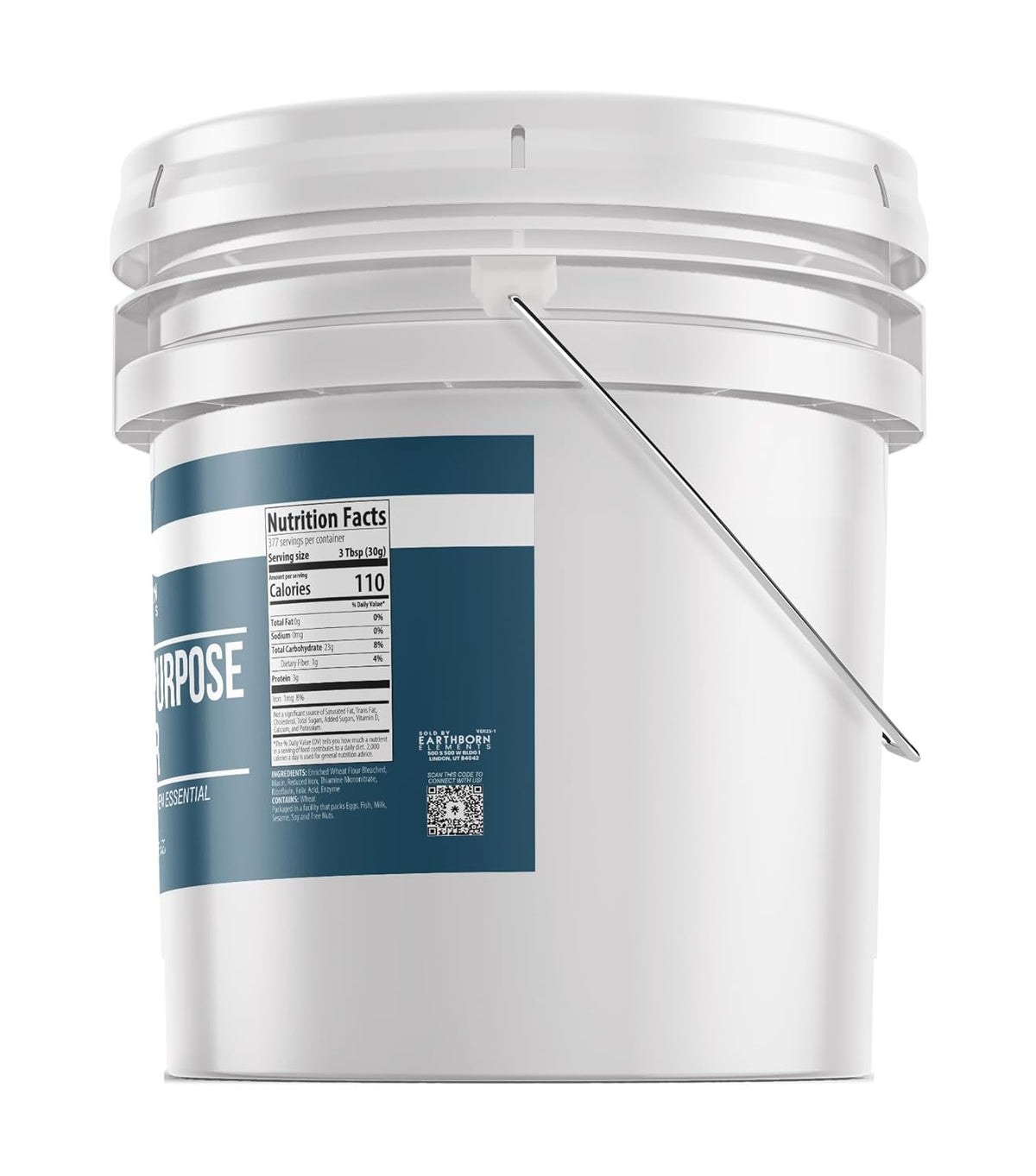 Earthborn Elements All-Purpose Flour, 5 Gallon Bucket, Bulk Size, Kitchen Essential, Baking & Cooking (400 Ounce)