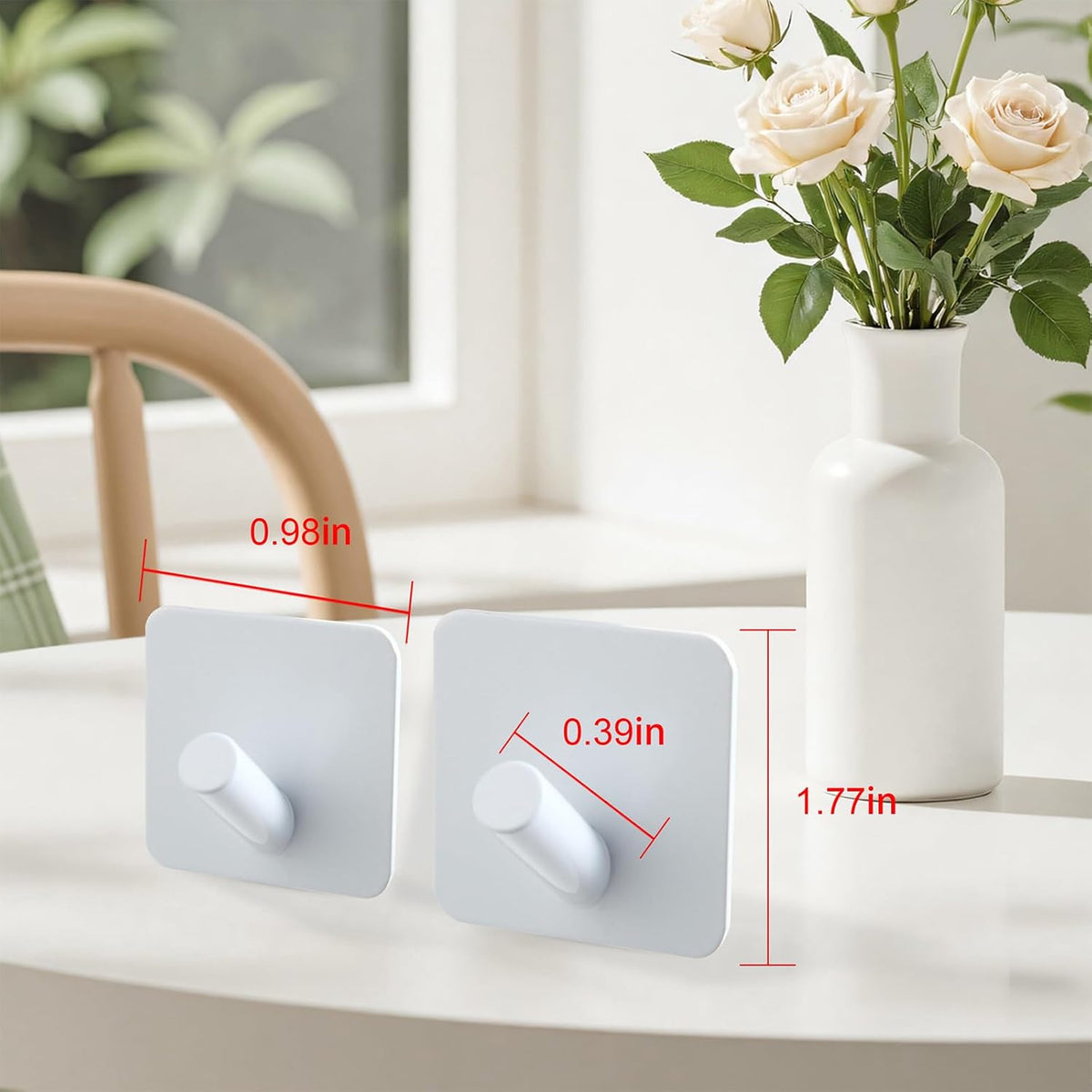 Aluminum Wall Hooks, No Drill Damage-Free Adhesive Hook, Product for Hanging Heavy Duty for Bathroom Kitchen Home (Slanting Square White Hook, 4)