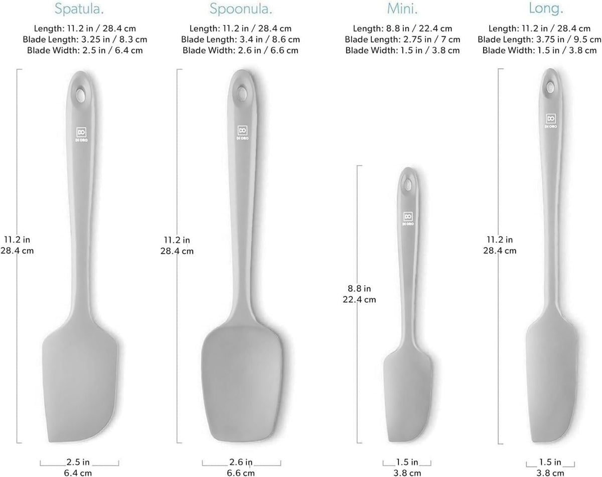 DI ORO Silicone Spatula Set - Rubber Kitchen Spatulas for Baking, Cooking, & Mixing - 600°F Heat-Resistant & BPA Free Silicone Scraper Spatulas for Nonstick Cookware - Dishwasher Safe (4pc, Stone)