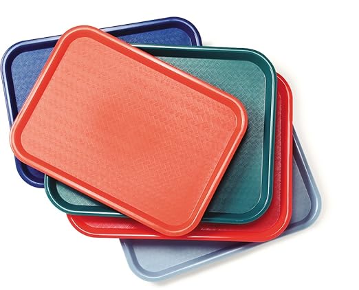 Carlisle FoodService Products Cafe Plastic Fast Food Tray, 12" x 16", Slate (Pack of 2)