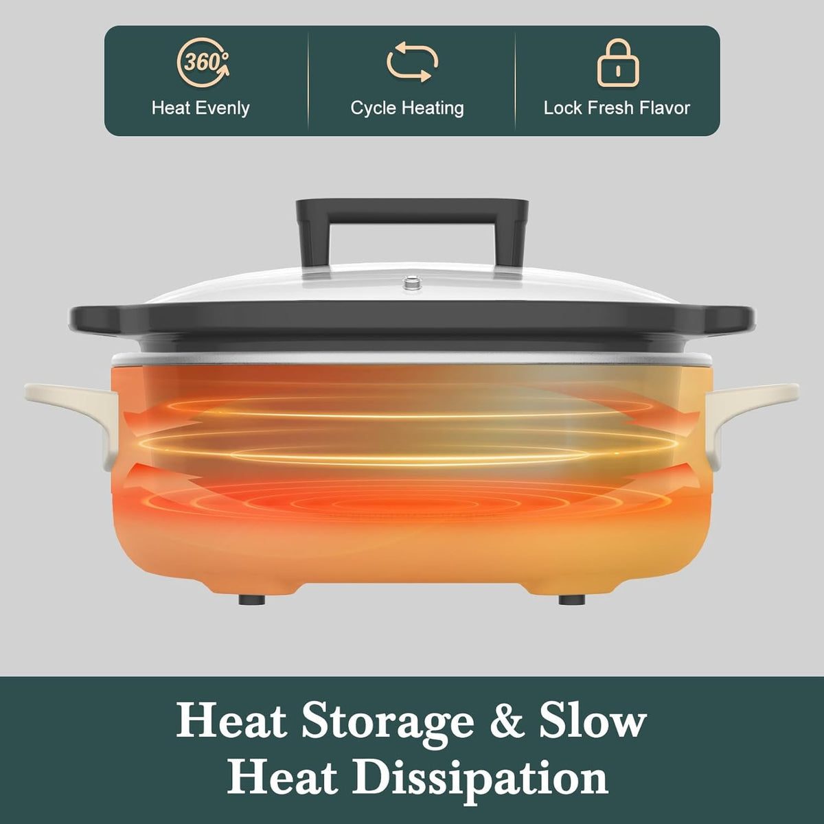 6 Quart Programmable Slow Cooker Removable Healthy Nonstick Crock Pot - Small Kitchen Appliance for Family Dinners - Serves 6+ People - Heat Settings: Keep Warm Oatmeal Oatmeal