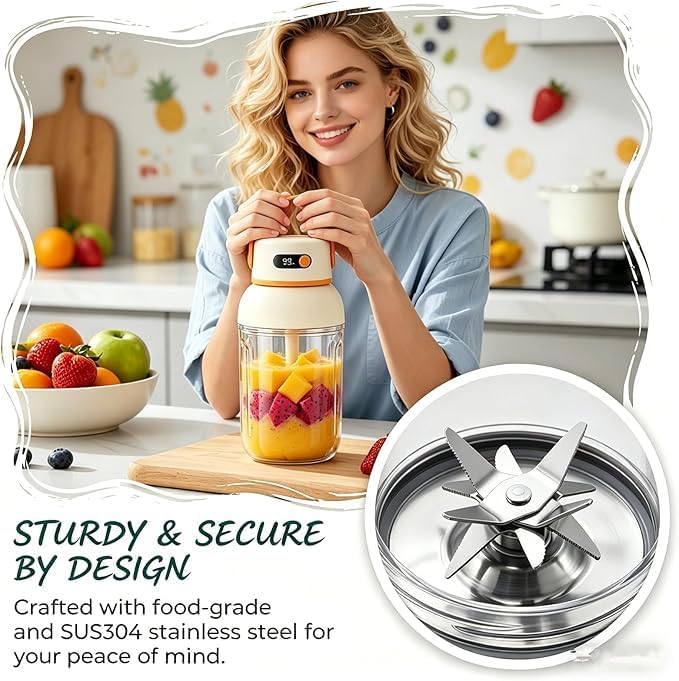 Portable Electric Juicer Cup with Zero Cord Hasslem, USB-C Rechargeable Electric Blender with Straw, Easy Clean & Leakproof, Wireless Juicer Cup for Home Gym Office Outdoor (1000ml)
