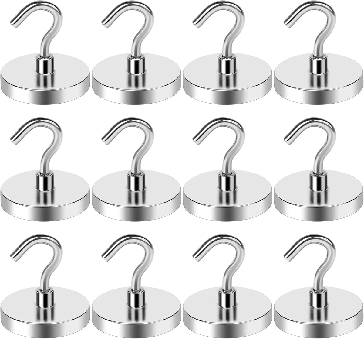 LOVIMAG Magnetic Hooks for Cruise Cabins, 110lbs Magnetic Hooks for Classroom, Strong Magnets with Hooks for Hanging, Neodymium Magnet Hooks for Fridge, Ceiling, Locker, Camper, Travel-12 Pcs