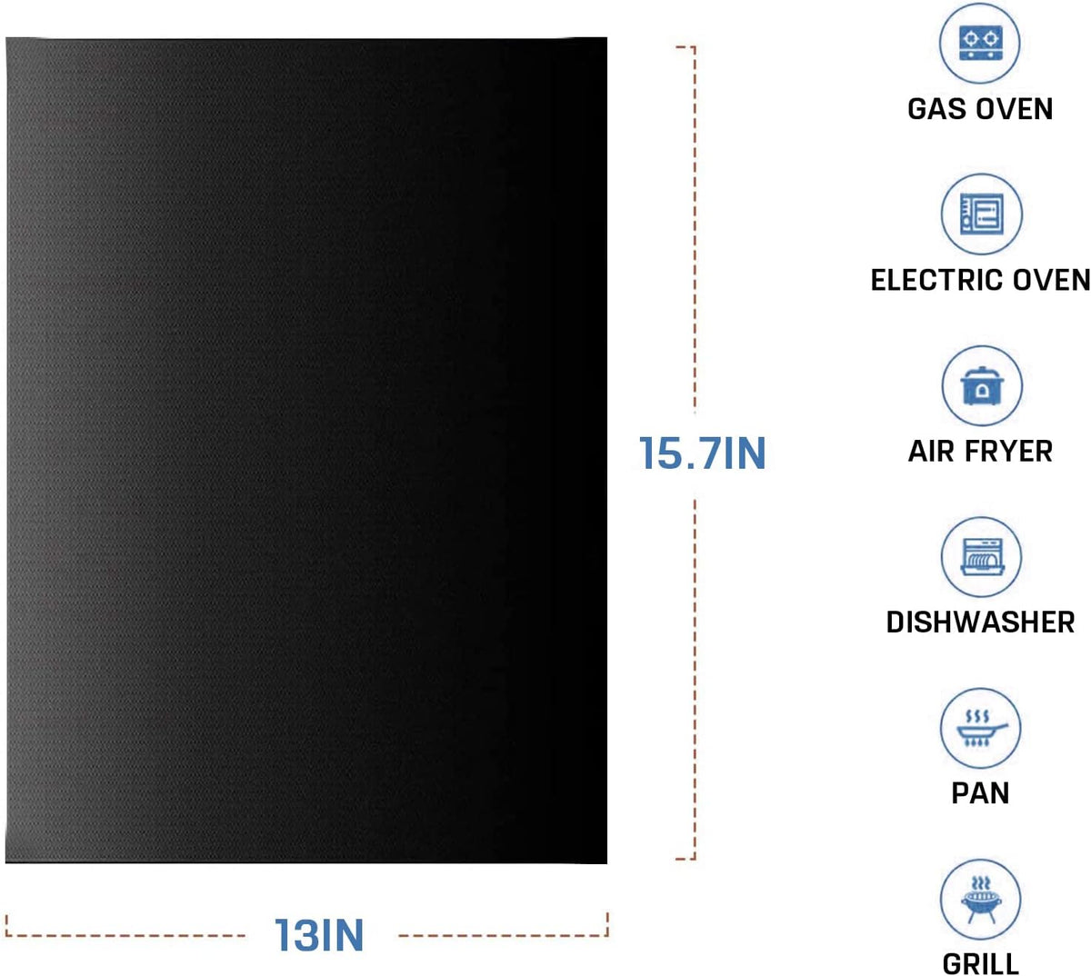 Large Oven Liners，5 PACK Heavy Duty Teflon Oven Liners,BBQ Grill Mats for Bottom of Oven for Gas, Electric and Fan Assisted Ovens，Baking Mat, Oven Protector Sheets，Reusable