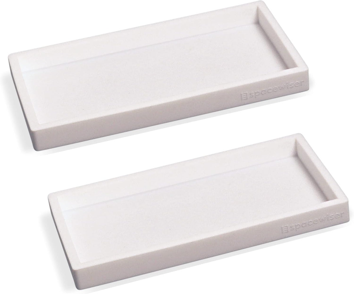 Countertop and Vanity Tray - 2 PC Small 7.7" Silicone Bathroom Trays, Kitchen Soap Tray, Dish Sponge Soap Holder Kitchen Sink Organizer Caddy, Bathroom Counter Trays for Lotion Dispenser