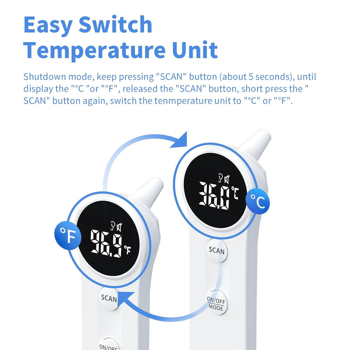 Boncare Ear and Forehead Thermometer, 2X Accuracy Infrared Digital Thermometer for Adults and Kids, 1 Second Reading, No Touch Baby with Fever Alarm