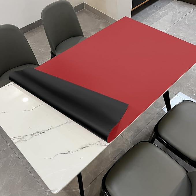 Table Pad Protector for Dining Room Table - Can Be Used On Both Sides Waterproof and Easy to Clean Good Flatness Used for Dining Table(Black+Wine Red 54x72)