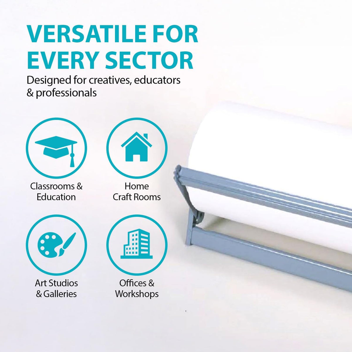 18" Wide Roll Paper Dispenser with Cutter for Desktop – Roll Dispenser with Serrated Cutter – Fits Craft, Freezer, Wrapping, Butcher Paper Roll or Cling Film – Heavy-Duty, Grey