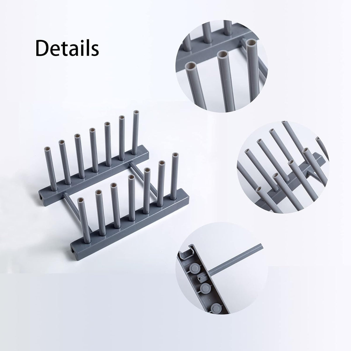 Gray Plate Racks Organizer for Cabinet, 4 Pack Plastic Plate Rack Stand Keep Dry for Dish, Bowl, Cutting Board, Bakeware, Serving Tray and More, Desk Mail Sorter Organizer 6 Slots Removable