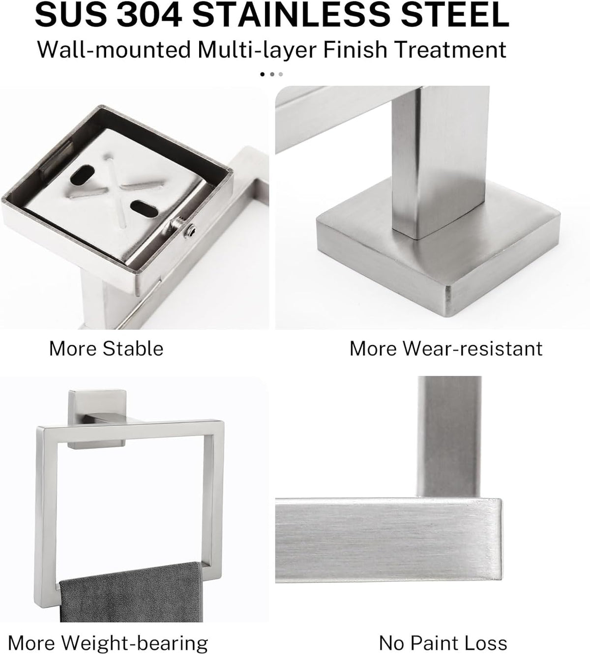 Brushed Nickel Towel Ring Towel Holder for Bathroom Bath Towel Hanger SUS304 Stainless Steel Bathroom Hardware Accessories Wall-Mounted