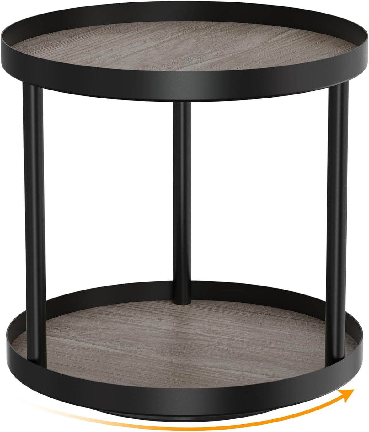 Giikin 2 Tier Lazy Susan Organizer, Two Tier Lazy Susan Turntable for Kitchen Countertop Spice Rack Organizer (Grey, 9.8" x 9.8" x 8.8")