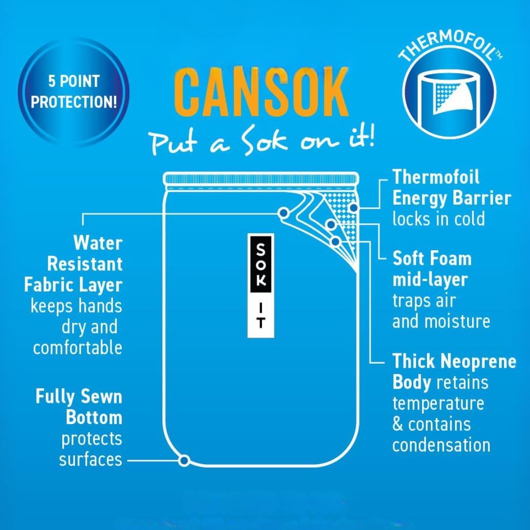 Sok It CanSok 6 Pack Sleeve for Beer & Soda Insulated Neoprene Cover (Classic Leopard, 12oz Slim Can Sleeve - 6 Pack)