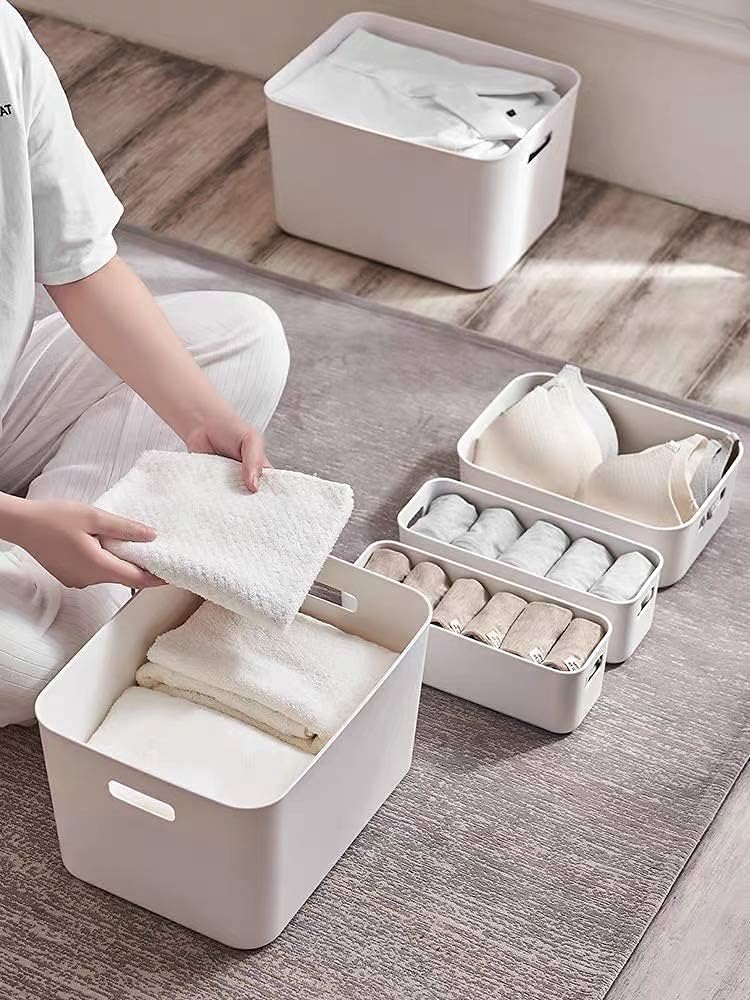 Set Of 3 Plastic Storage Bins,Versatile Kitchen Pantry Organization and Storage,for Plastic Storage Container Under Bed,Under Sink Bathroom Organizer (White, 3 Pack Small)