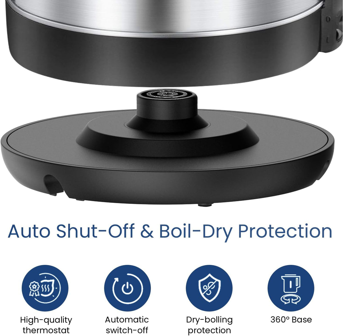 COMFEE' 1.7L Stainless Steel Electric Tea Kettle, BPA-Free Hot Water Kettle Electric with LED Light, Auto Shut-Off and Boil-Dry Protection, 1500W Fast Boil Electric Kettle