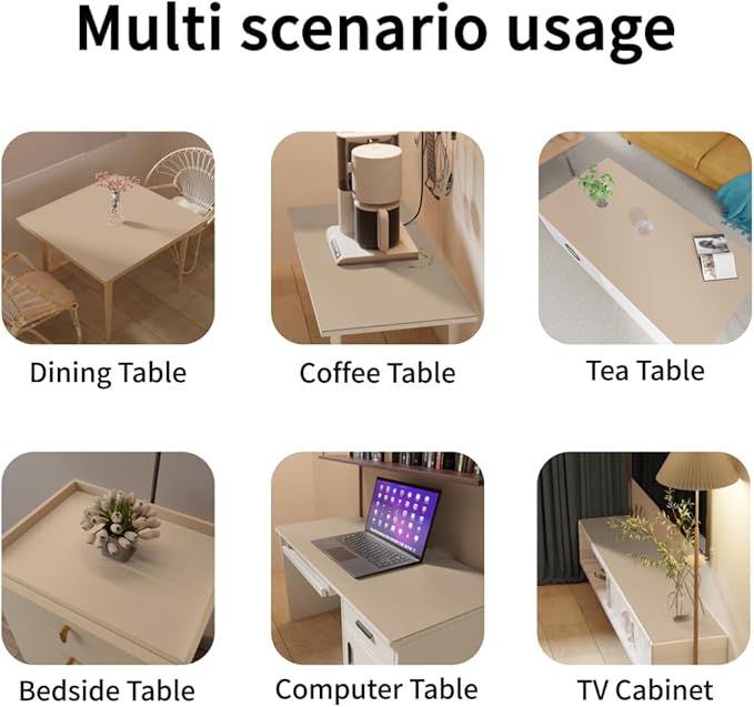 Leather Table Cover,1.8mm Thick,12x78 Inch Desk Cover,Dresser Cover Top,Dresser Protector Top,Dresser Cover,End Table Cover.(Light Brown+Gray,12x78)