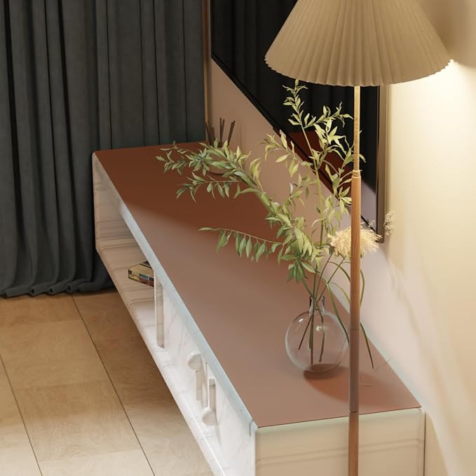 Leather Desk Mat,1.8mm Thick,12x40 Inch Desk Cover,Desk Protector Mat,Dresser Cover Top,Table Cover Rectangle,End Table Cover,Coffee Table Cover Rectangle(Brown+Gray,12×40)