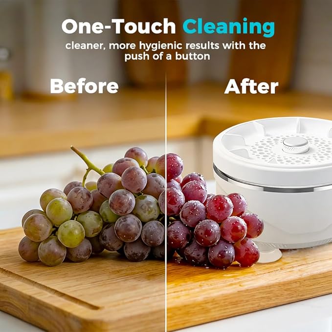 Fruit and Vegetable Washing Machine, Titanium Electrolysis Fruit Cleaner Device with Vortex Cleaning, Waterproof Wireless Fruit and Vegetable Purifier for Home Kitchen (1)