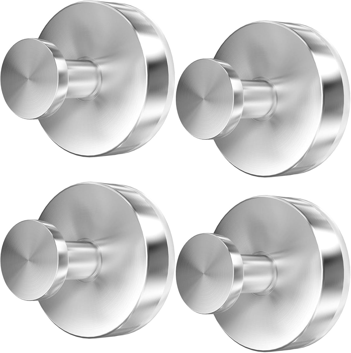 Suction Cup Hooks for Shower, 4 PCS No-Drill Towel Holder for Bathrooms Wall, Glass Door, Mirror, Tiles, Kitchen, Hold Robe & Wreath, Hanging up to 15 lbs – Waterproof & Rustproof, Loofah-Silver
