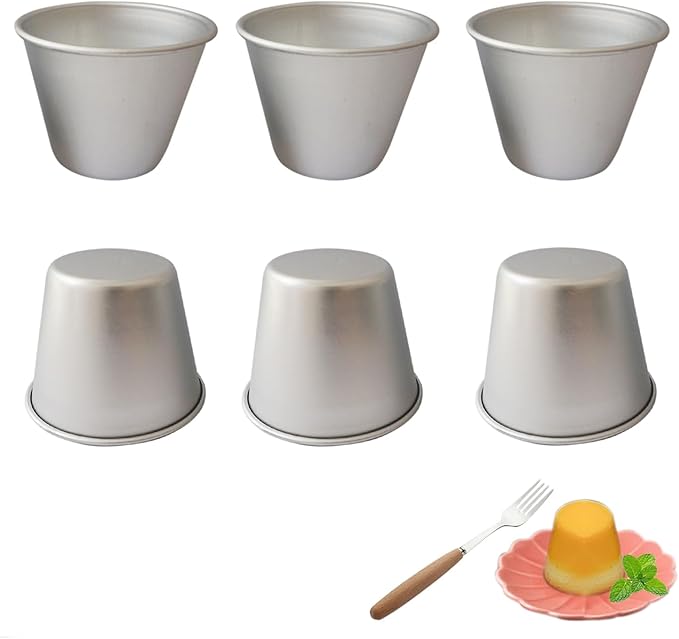 Small Popover Pans, Yorkshire Pudding Tin, Aluminum Deep Baking Pans, Individual Mini Muffin Pan, Brownie Tumbler, Cupcake Pudding Mold, Pack of 6 (Size 2.9"x 2.2")