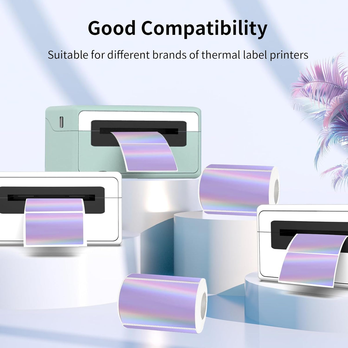 3x2 Inch Holographic Thermal Labels, Purple Thermal Sticker Labels, Rainbow Glitter Thermal Stickers for Price, Barcode, Mailing, Name, DIY Custom Logo Design, 200 Sheets/1 Roll