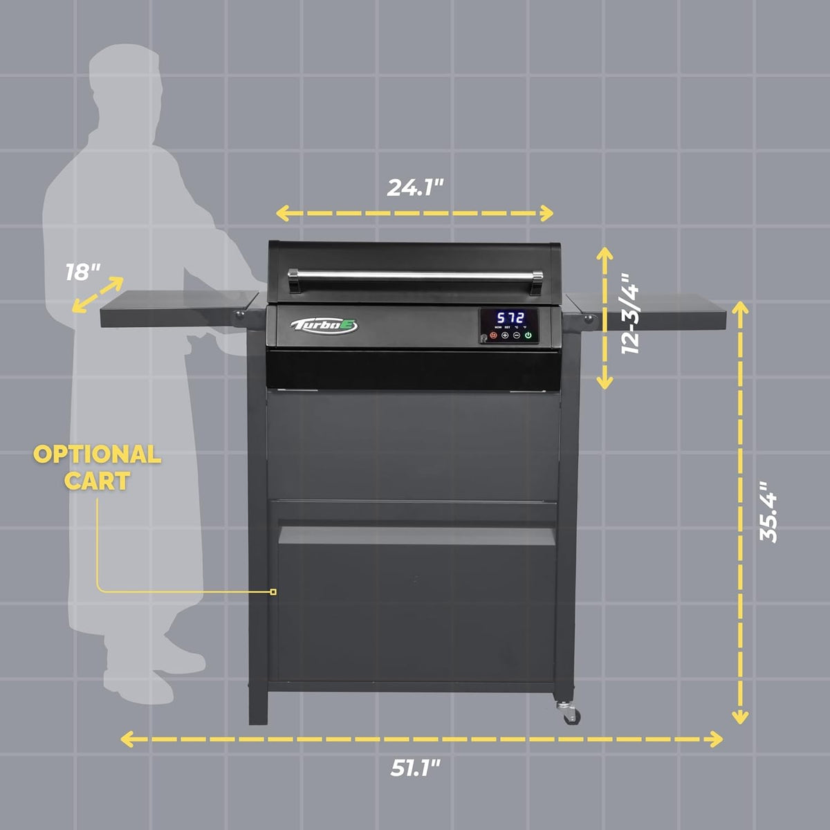 Turbo E Sport Electric Grill by PLUGNGRILL | Compact Design, Faster Preheat, Digital Temp Control | High-Power Infrared Outdoor BBQ & Searing