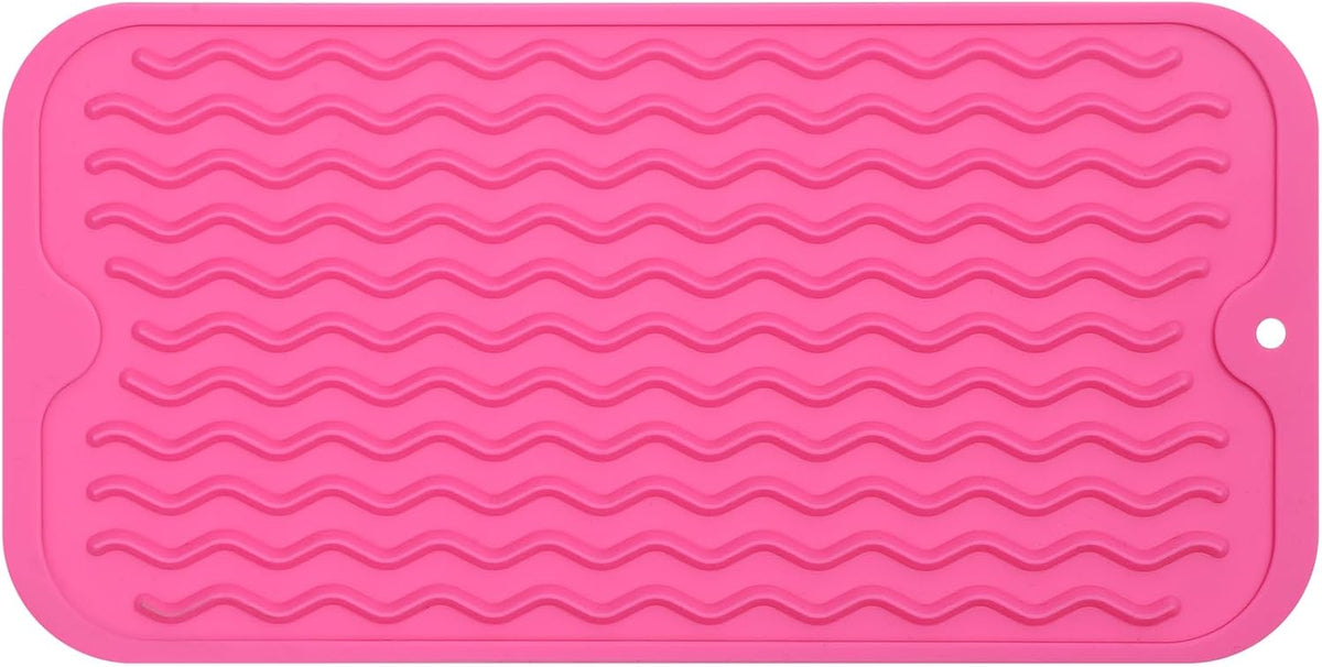Silicone Dish Drying Mat for Multiple Usage,Easy clean,Eco-friendly,Heat-resistant Silicone Mat for Kitchen Counter or Sink,Refrigerator or Drawer Liner Rose S 12 inches x 6 inches