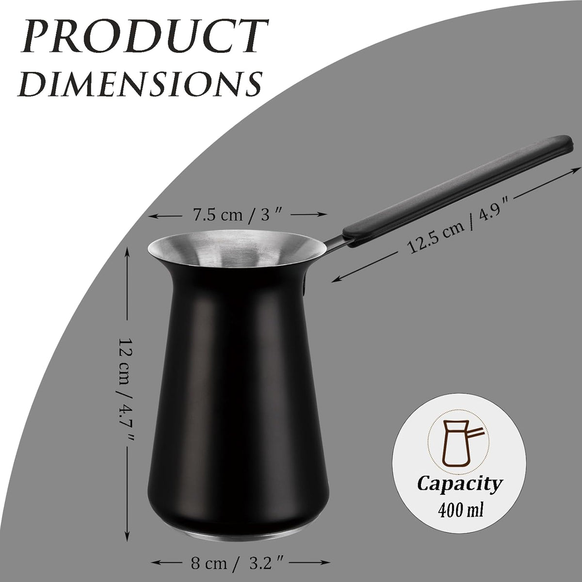 Turkish Coffee Pot - Gifts for Family &Friends,Cezve/Ibrik Coffee Pot for Stovetop,Briki Greek Turkish Pot with Heat-Resistant Rubber Handle,Milk Warming Pot,Arabic Tea Pot