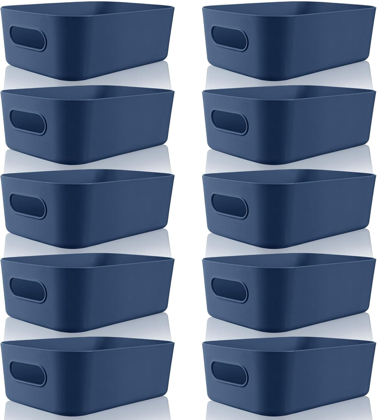 Zopeal Plastic Storage Bins 10 Pcs Blue Pantry Organizer Bins Small Baskets Storage Containers for Home Kitchen (8 x 5.7 x 3 Inch)