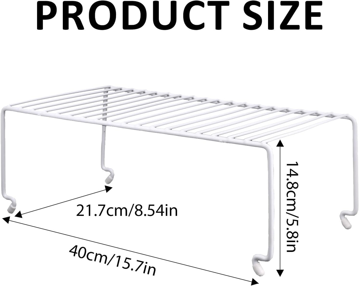 6-Pack Large (15.7x8.54inch) Multi-Level Organizer Rack, Kitchen Shelves for Spice Organization for Cabinet, Pantry Organizers and Storage, Wire Extra Shelf, Desk Organizer, Stackable, White