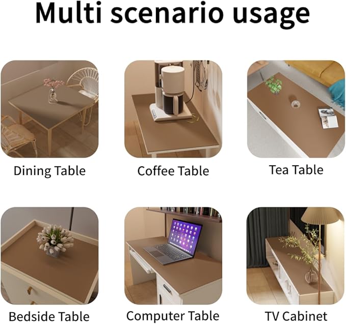 Leather Table Cover,1.8mm Thick,42x96 Inch Table Protector,Table Protector for Dining Room Table,Dining Table Cover,Table Cover Protector.(Mud Color+Champagne Gold,42x96)