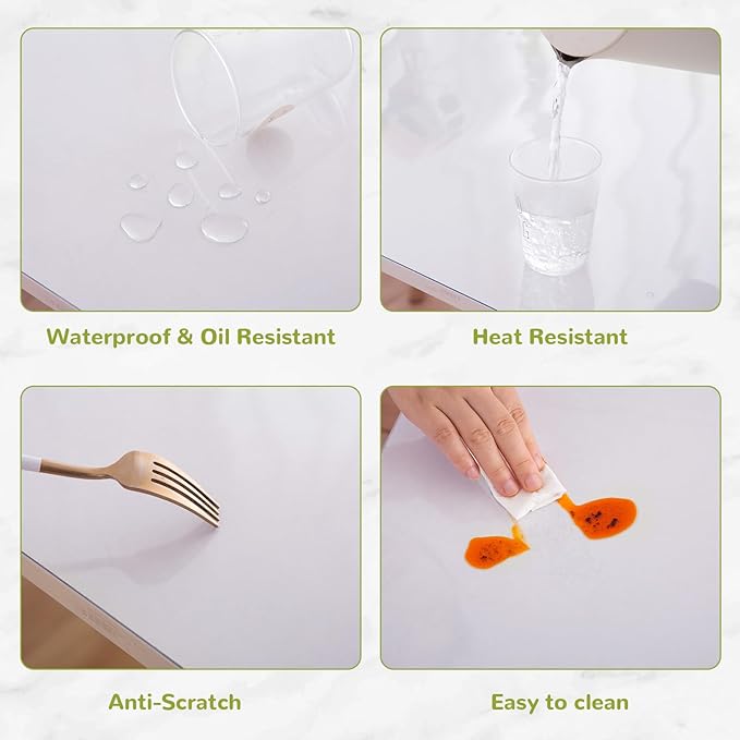 35 x 60 Inch Clear Table Cover Protector, Clear Table Protector for Dining Room Table, 1.5mm Plastic Table Cover, Waterproof Table Pad for Kitchen, Office