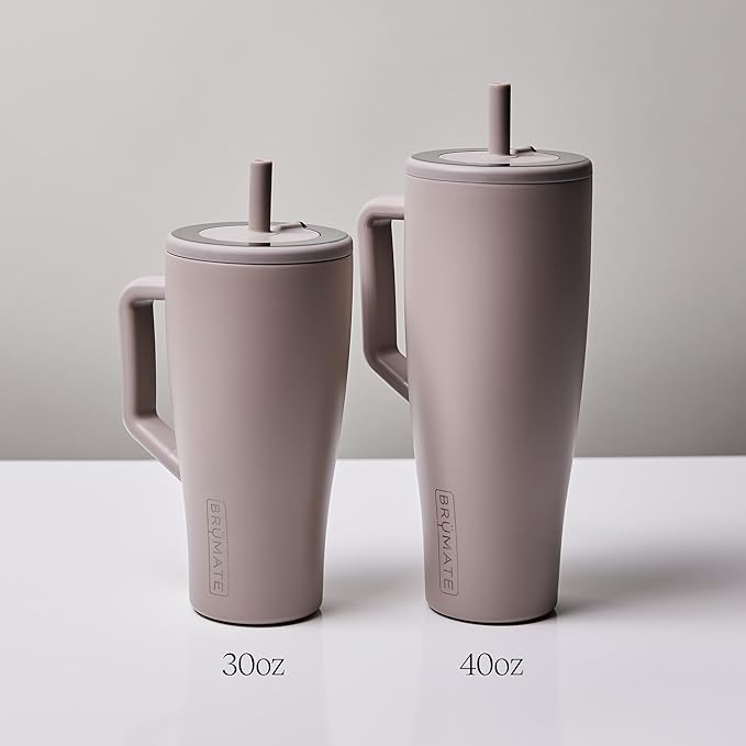 BrüMate Era 40 oz Tumbler with Handle and Straw | 100% Leakproof Insulated Water Bottle Tumbler with Lid and Flexible SoftSip Straw | Made of Stainless Steel | Cup Holder Friendly | 40oz (Guava)