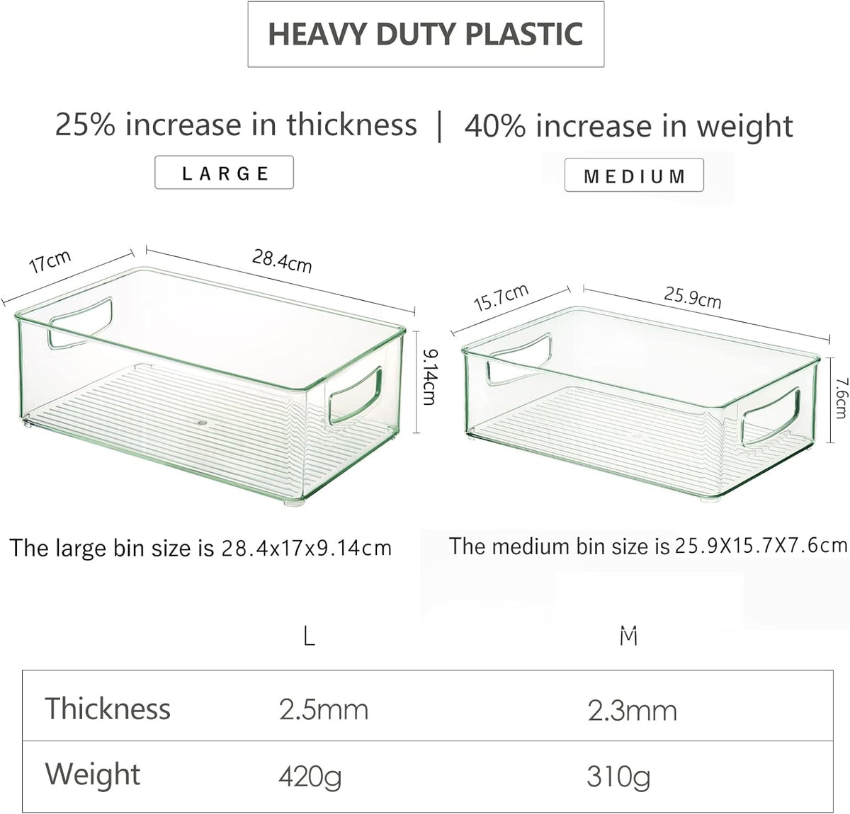 Hudgan Set Of 8 Fridge Organizer Bins, Stackable Plastic Organizer Bins for Fridge Pantry, 4 Large and 4 Small Refrigerator Organizers and Storage - Food Safe, BPA Free