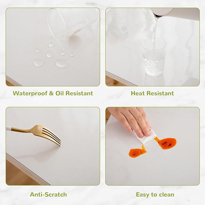 44 x 96 Inch Clear Table Cover Protector, Clear Table Protector for Dining Room Table, 1.5mm Plastic Table Cover, Waterproof Table Pad for Kitchen, Office
