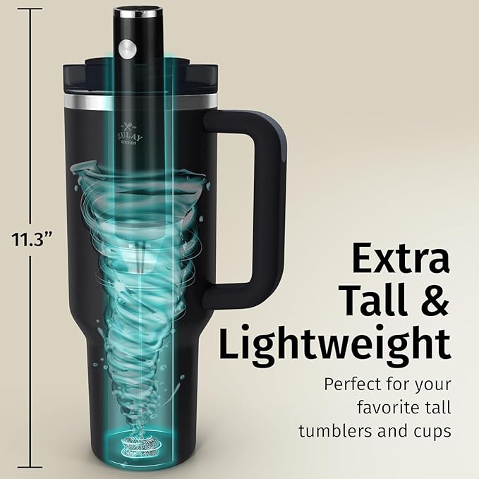 Zulay Kitchen Rechargeable Milk Frother Handheld Lux - Powerful 2-Speed Motor, Waterproof, 2000mAh Battery - Drink Mixer for Latte, Cappuccino, Matcha & Protein Powder - Lux Galaxy