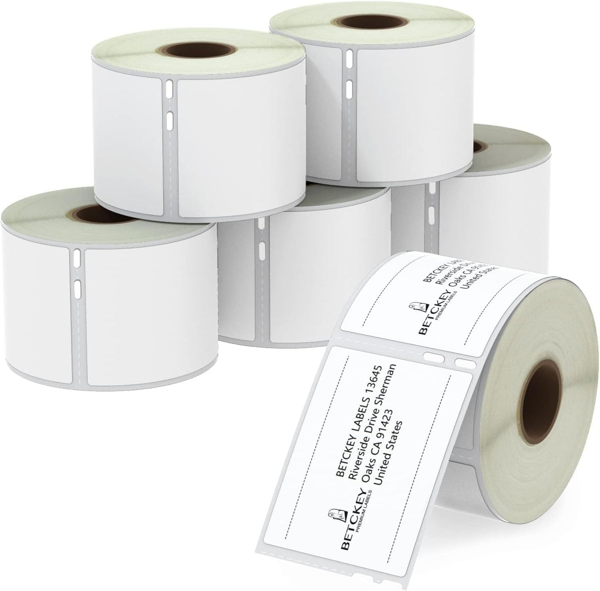 BETCKEY - Compatible DYMO 30324 (2-1/8" x 2-3/4") Multipurpose Labels, Perforated, Compatible with DYMO Labelwriter 450, 4XL, NOT Fit 550 & 5XL [6 Rolls/2400 Labels]