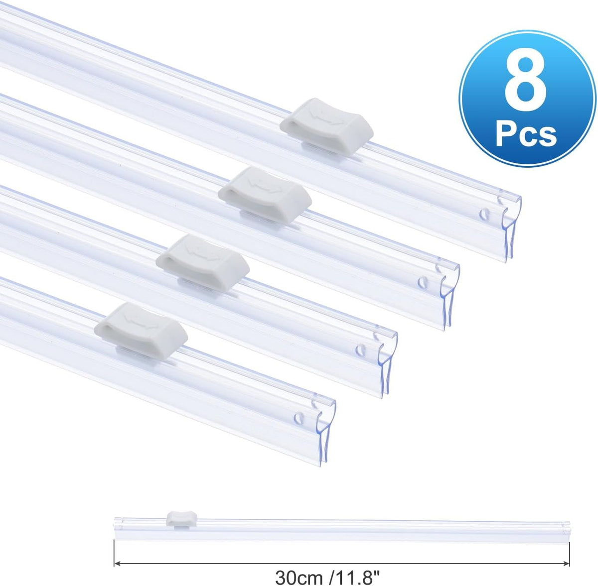 PATIKIL 8pcs Plastic Wrap Cutter, 12in Plastic Wrap Slide Cutter Snap Card Slot Installation Replacement for Aluminum Foil Wax Paper Parchment Paper Wrap Dispenser, White