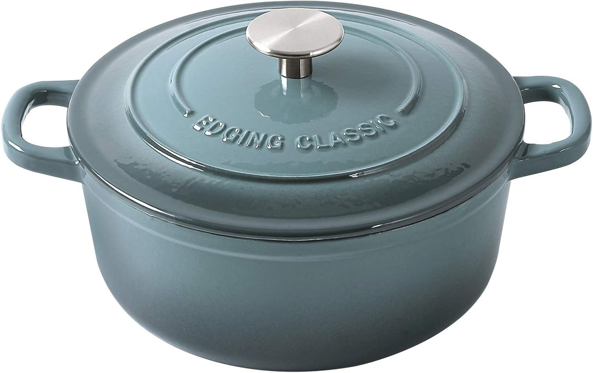 Enameled Cast Iron Round Dutch Oven with Lid Dual Handle Pot Bread Ovens, 7 Quart, Slateblue