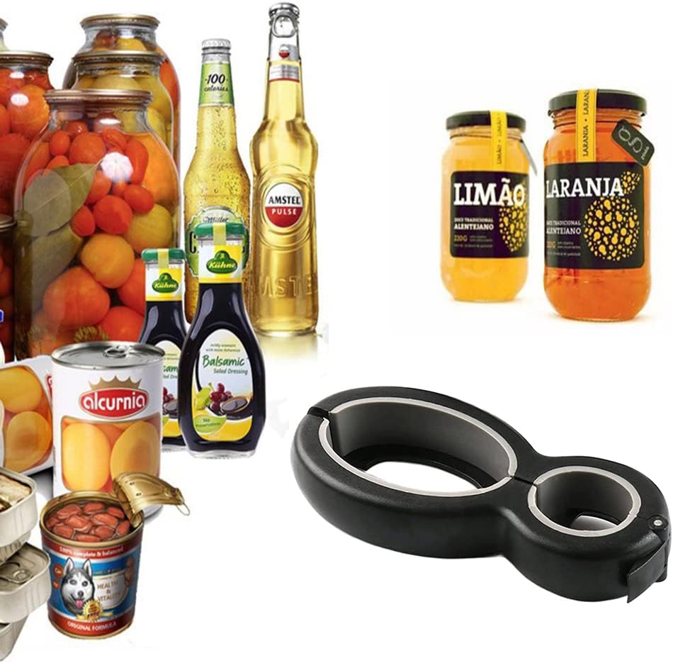 Bottle Opener 6 in 1 Multi Function Can Opener,Multi Kitchen Tool for Jelly Jars, Wine, Beer and other, Bottle Opener to Protect the Nail Use for Children, Elderly and Arthritis Sufferers.