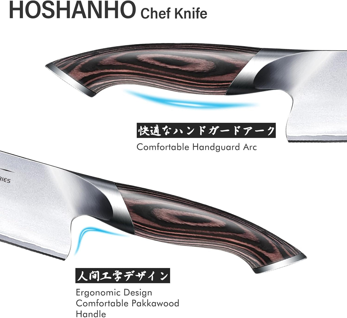 Kitchen Knife in Japanese High Carbon Steel, Professional High-Class Chef's Knife 8 inch, Non-slip Ultra Sharp Cooking Knives with Ergonomic Handle