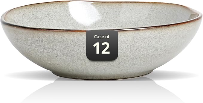 Organic Shape Restaurant Salad plate 9", Commerical Grade Catering Stoneware Plates in Ir-regular Organic Shape, Chip & Scratch Resistant, Glossy Reactive Glaze Grey, Case of 12