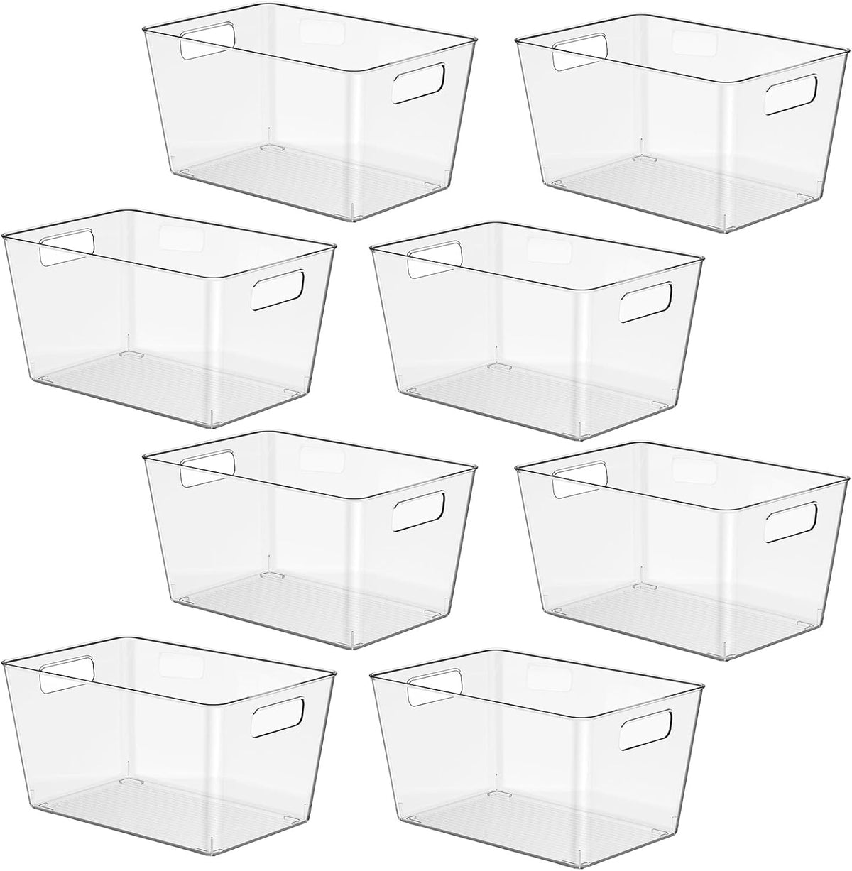 8 Pack Clear Plastic Storage Bins, 11" Large Pantry Organizer Bins with Handles, Plastic Containers for Refrigerator,BPA-Free Perfect for Kitchen,Fridge,Cabinet,Pantry,Bathroom,Closet Organization