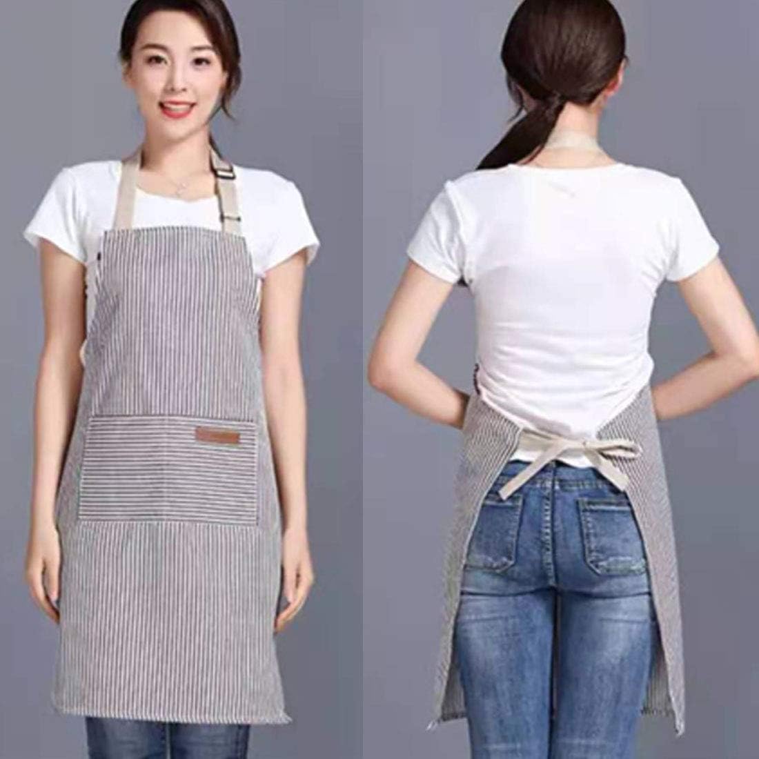 RUIBOLU Adjustable Bib Apron with 2 Pockets Cooking Kitchen Cotton Aprons for Women Men Chef Restaurant BBQ Painting