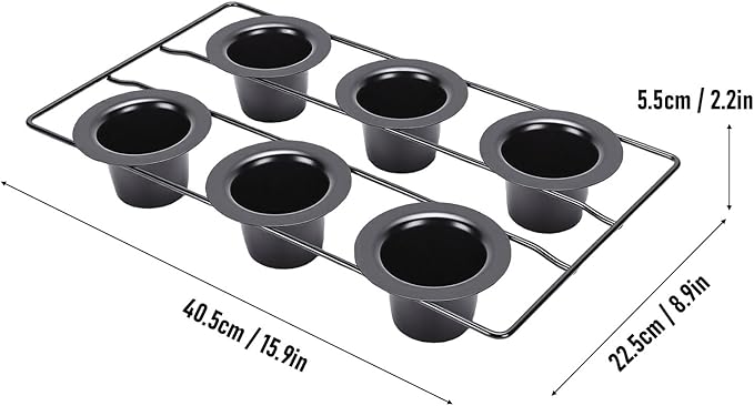 AUNMAS Carbon Steel Popover Pan, 6 Cavity Deep Nonstick Pudding Popover Muffin Cupcake Pan Bakeware for Home Cake Shop Oven Baking