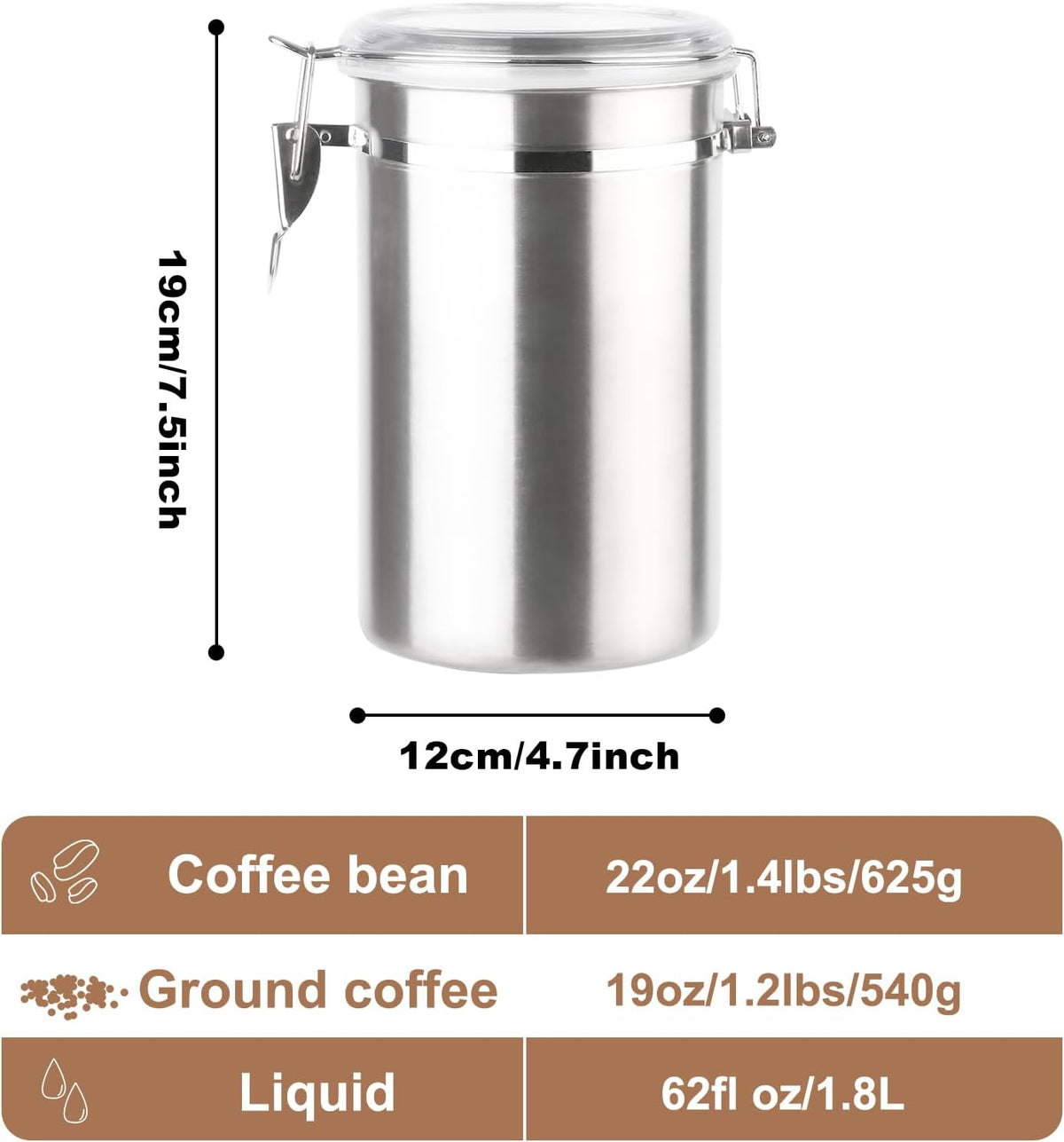 Stainless Steel Food Container with Clear Lids Airtight Storage Container Stackable Small Canisters Kitchen Pantry Storage for Cereal, Snacks, Candy, Herbs, Spices, Sugar, Tea (Silver)