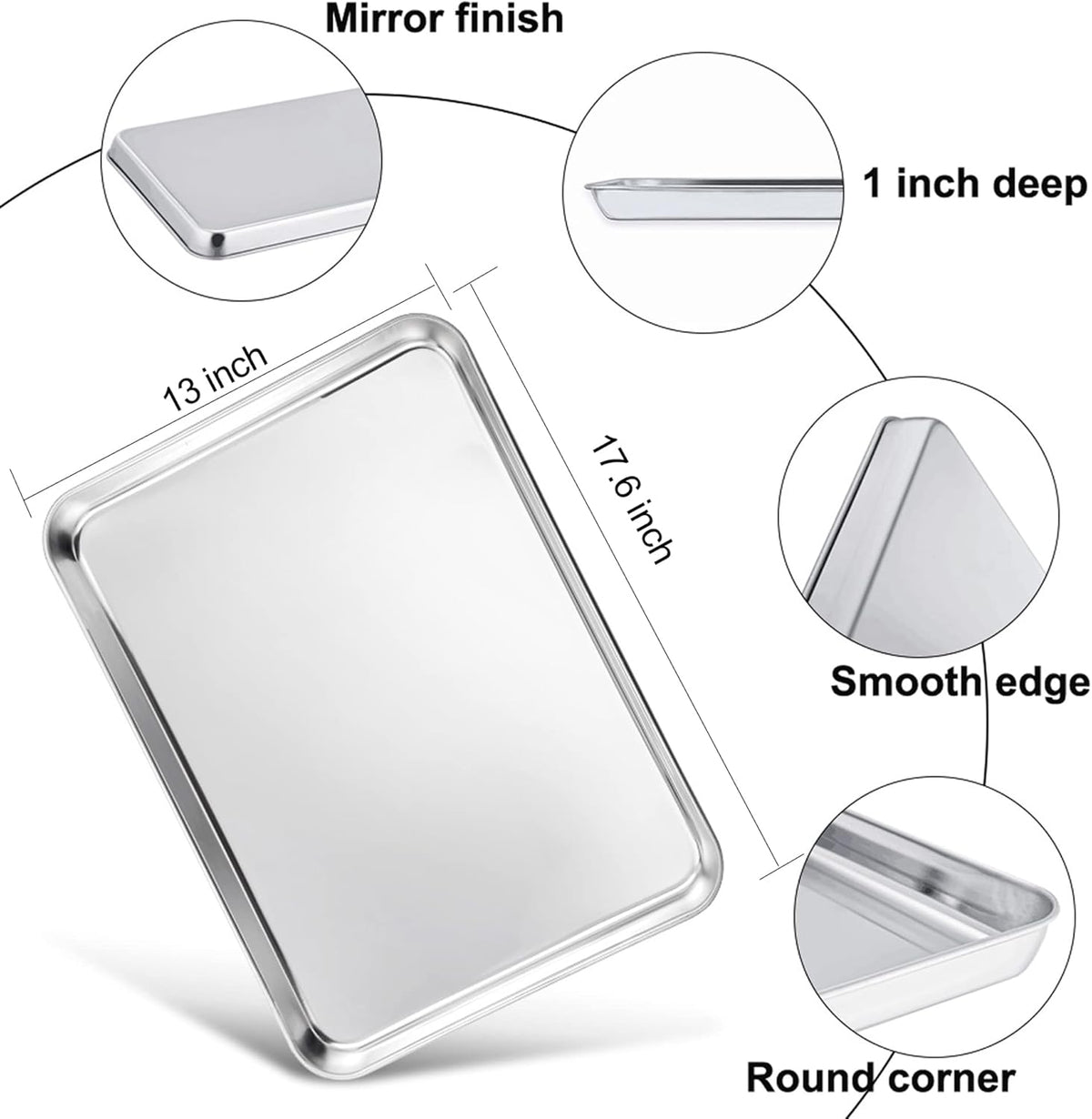 TeamFar Cookie Sheets with Cooling Racks, 17.6 x 13 x 1 Inch Stainless Steel Baking Pan with Grid Rack for Baking Roasting, Non-Toxic & Heavy Duty, Dishwasher Safe, 2 Pans with 2 Racks