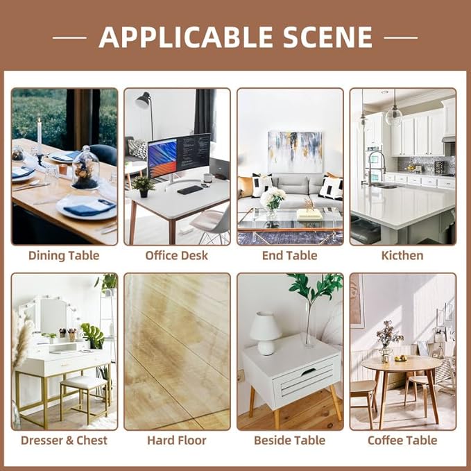 Warmstar Clear Table Cover Protector 40 x 112 Inch,1.5mm Thick Plastic Table Cover Rectangle,PVC Clear Table Protector,Desk Protector Mat for Kitchen, Dresser, Writing Desk，Dining Room Table
