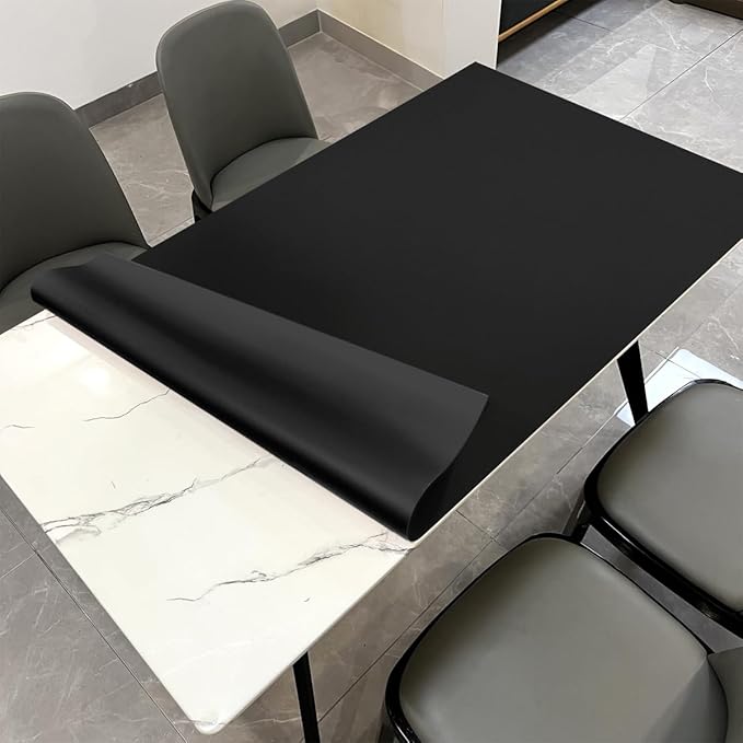 Table Mat - 32x54 Inch Waterproof Easy to Clean Can Conceal Flaws Protector The Table Top from Scratches Used for Dining (Black+Black 32x54)