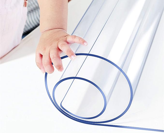 Multi Size 1.5mm Thick Custom Clear Rectangular PVC Table Protector Plastic Tablecloth Furniture Protective Cover Wooden Desk Top Coffee Dining Wood Furniture Buffet End Countertop Mat 40x80 in